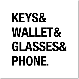 Keys and wallet and glasses and phone. Posters and Art